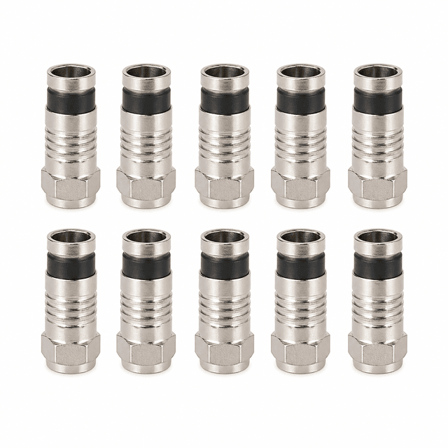 صامولة كابل دش RG6 – نوع كبس (Compression F Connector) – 10 قطع